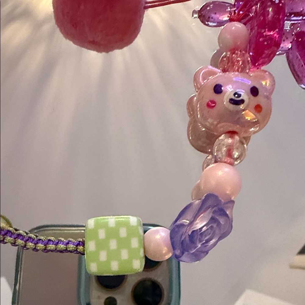Cute Pink and Purple Beaded Keychain